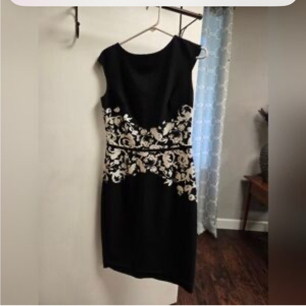 Lauren Ralph Lauren Black and White Embellished Sheath Dress